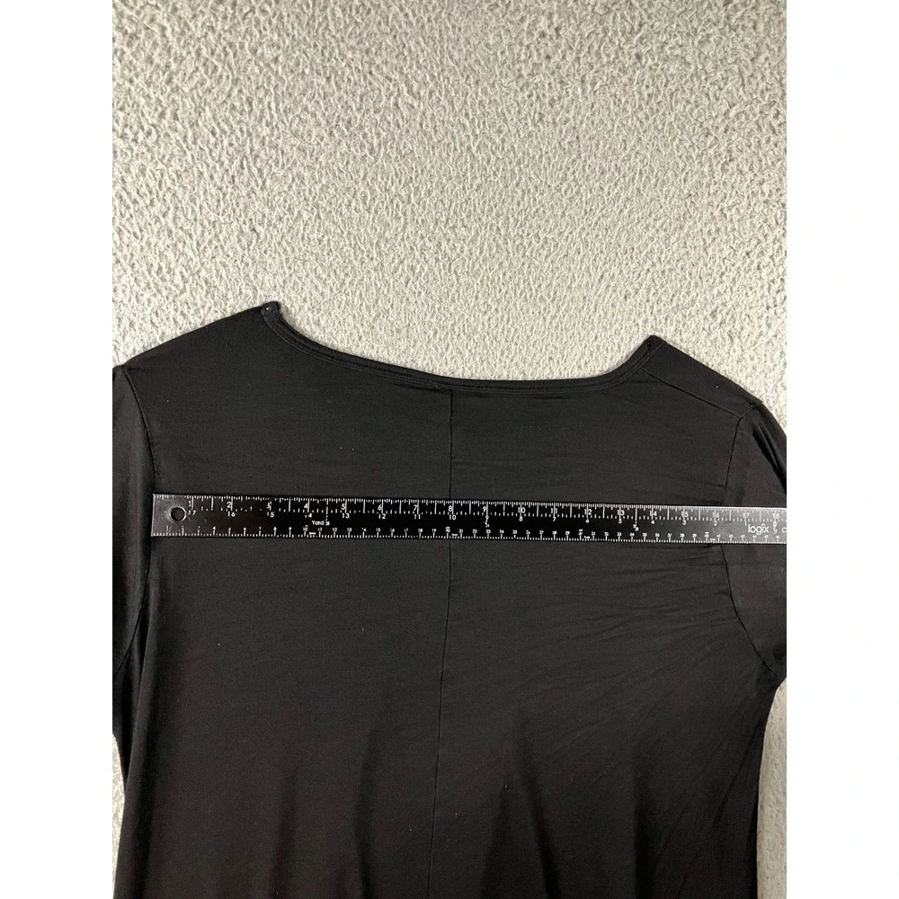 Coco + Carmen Tunic Top L/XL Black L/S Flowy Rayon Sharkbite Lagenlook Basic
